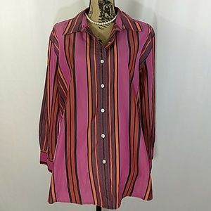 Isaac Mizrah Sz XL hot pink long sleeve blouse
